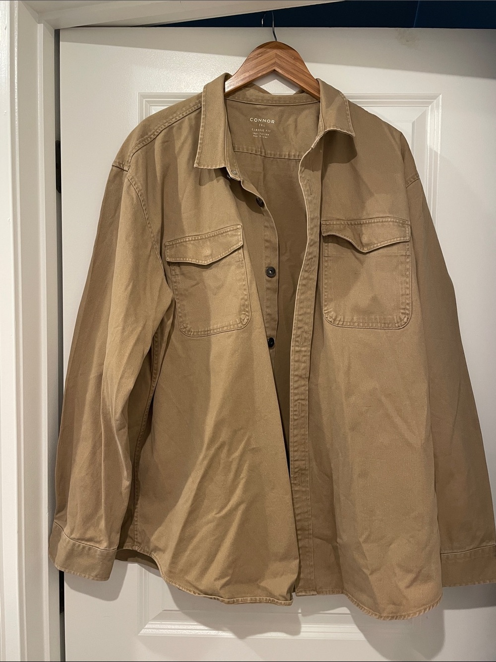 CONNOR men Tan Button-Front Utility Shirt Jacket 100% cotton size 3xl